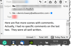 Chapter (Scenes) feedback from a ghostwriting client.