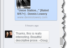 Comment from Doug Preston on Union Station (short suspense fiction by Dennis Lowery). Douglas Preston is a 26-time New York Times Bestselling Author.