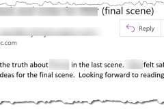 Ghostwriting client comment about planning the final scene of their book.